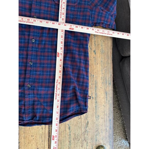 Dickies Mens Relaxed Fit Blue Red Plaid Flannel Button-Up L long sleeve collared - Picture 8 of 8